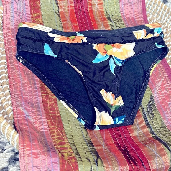 NWOT Ella Moss Moxie Floral Retro Hipster Bikini Bottom size Small - Picture 2 of 6